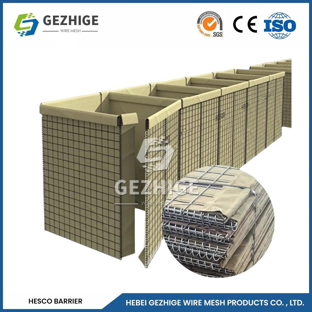 Gezhige Galvanized grille Fabrication de Gabion en PP souple/ferme haute résistance Chine conception structurelle raisonnable Mil1 sacs défensifs bastions