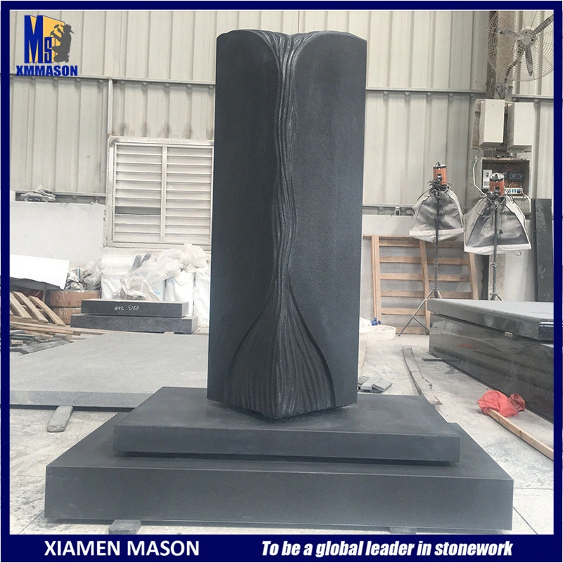 Unique Design G654 Dark Grey Granite Memorial Stone with Pillar Shape