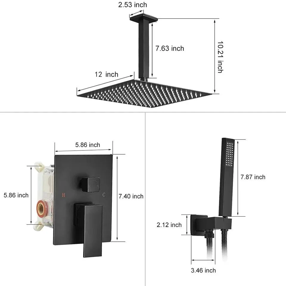 Système de douche de luxe de montage au plafond de pluie douche ensemble avec ordinateur de poche de mixage