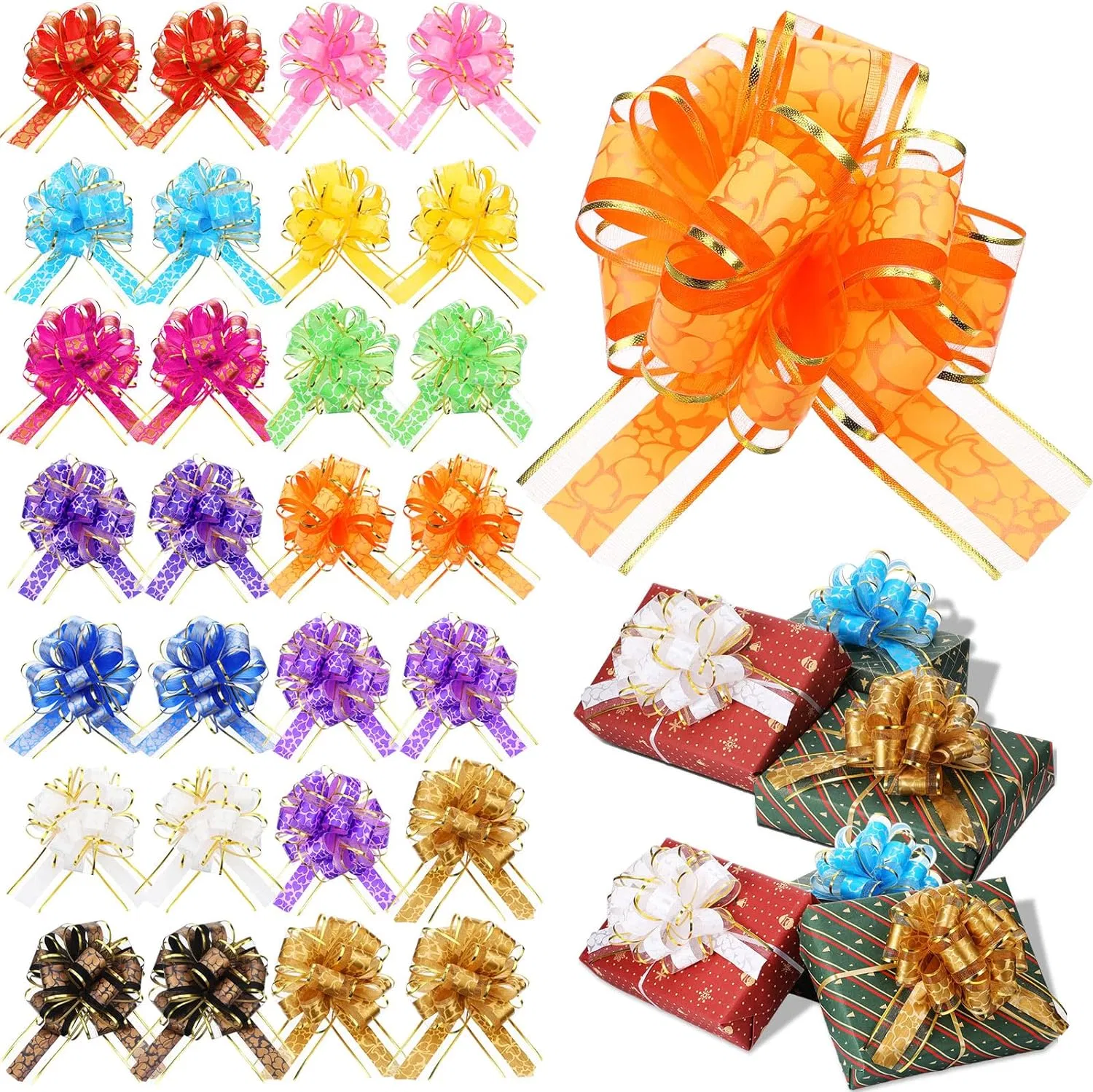 2023 Wholesale/Supplier Christmas Decoration Supplies Christmas Wrapping Decoration Gift Bows Ribbon Pull Bows for Packaging Gift