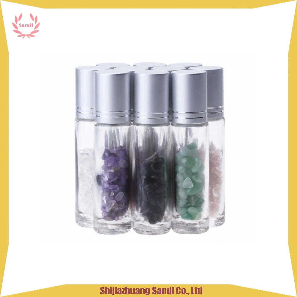 5ml 10ml Frosted Glass Roll on Perfume Bottle Crystal Gemstone Roller Ball Essential Oil Roller Bottle