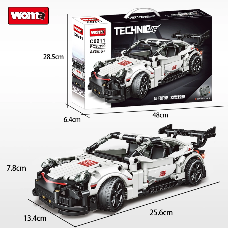 Woma Toys Kids Technic Machinery Pull Back Car Model Assembly DIY Speed Racing Car Mechanical Building Block Bricks Set Christmas Gift Vehicle Toys