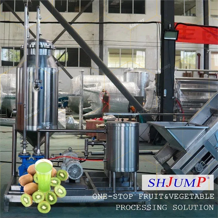 Industrial Kiwi Puree Processing Line Washing Sorting Crushing Pulping Enzymolysis Homogenizing Strilizing Packaging System