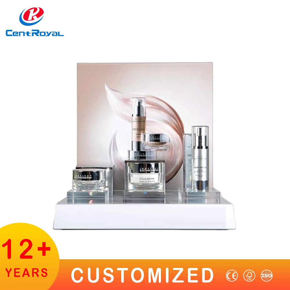 High-End Acrylic Stand Customization LED Acrylic Cosmetic Stand Retail Store Cosmetics Storage Display Countertop Design Pop Display Stand Perfume Display