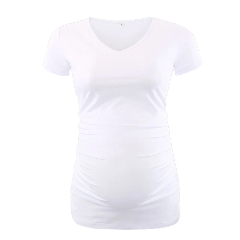 Hauts de grossesse à col en V manches courtes chemise de grossesse vêtements de grossesse Vêtements pour femme T-shirt d'été décontracté