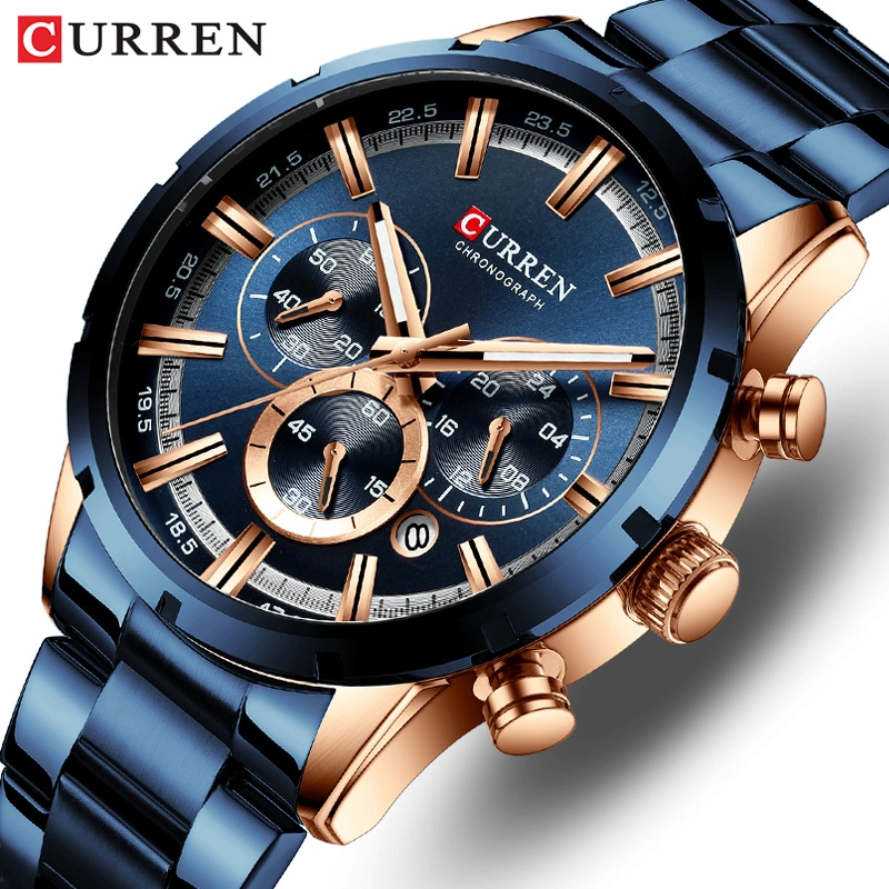 Curren мужчин смотреть сверху роскошных торговых марок спортивных Quartz мужские наручные часы