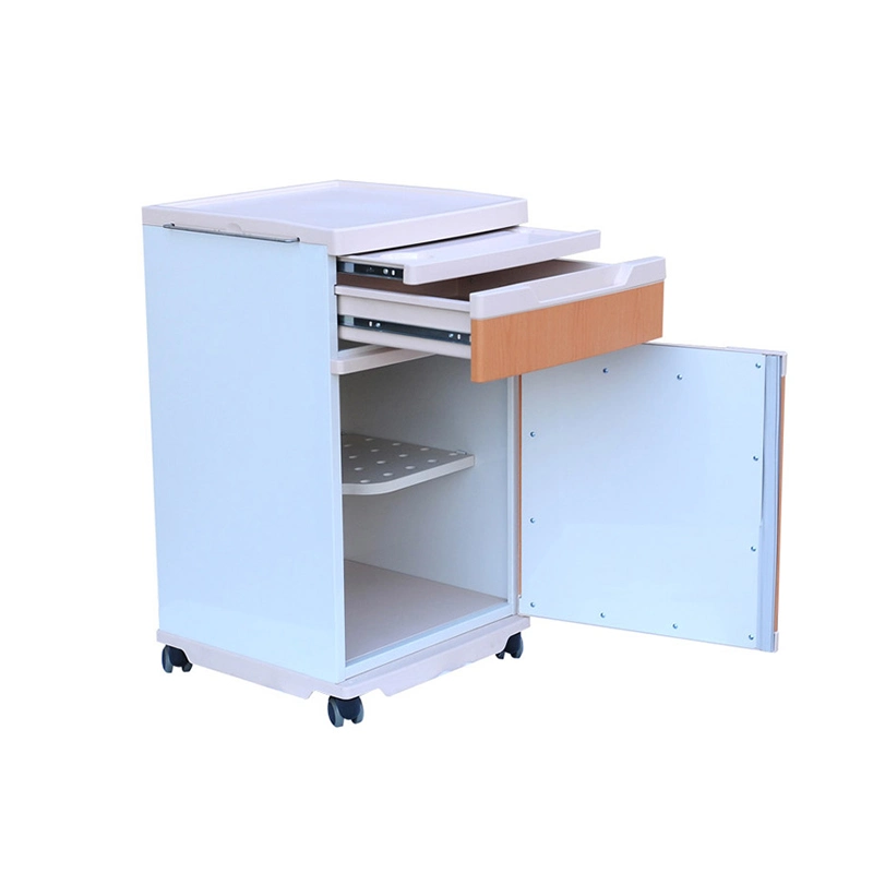 Venta de fábrica de muebles médicos Unidad de Cuidados Intensivos UCI Antibiograma fácil de limpiar Propiedades Hospital Bed Bedside Locker On Wheels