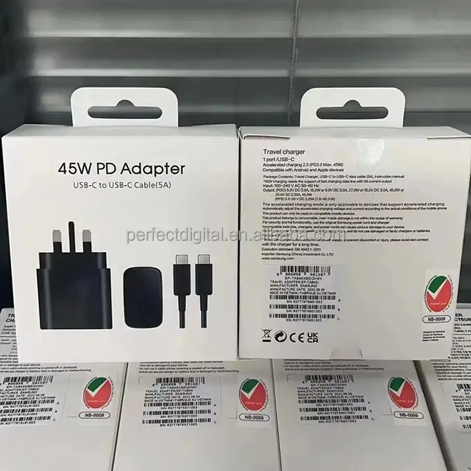 Adaptateur de type C, chargement rapide PD 25 W, type super rapide 45 W. C Chargers pour Sam Sung S21 plus S22 Ta800 Ta845 Adaptateur secteur USB-C.