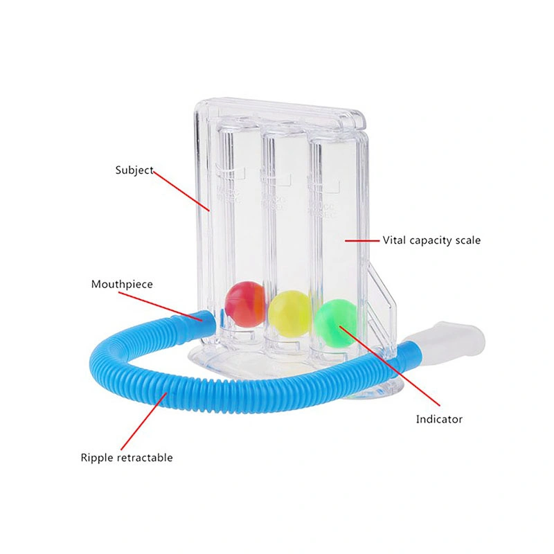 Dispositivo de espirometría de 3 bolas desechable para uso médico