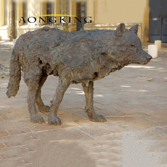 Decoración exterior Jardín de la mano de obra fina Escultura Bronce Wolf Estatua para Venta