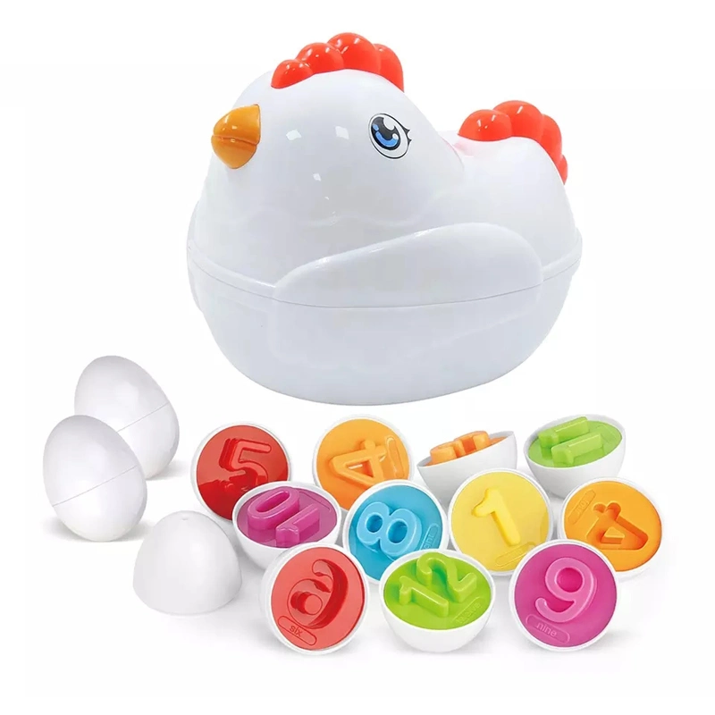 Tombotoys Rangement Éducatif Tire-ligne Poule Jeu d'Association de Formes en Plastique pour Enfants Jouets Sensoriels Compétences Motrices Fines Couleur Numéro Œufs Correspondance de Formes