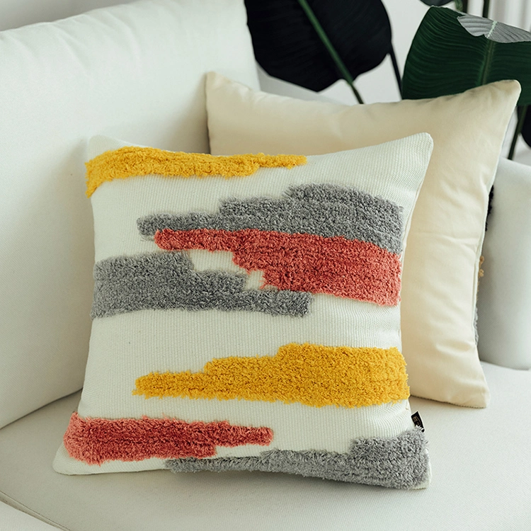 Cotton Woven Cushion Cover Absract Color Block Pillow Cover Moroccan Style Handmade Cushion for Home Decoration Sofa Bed 45X45cm/30X50cm