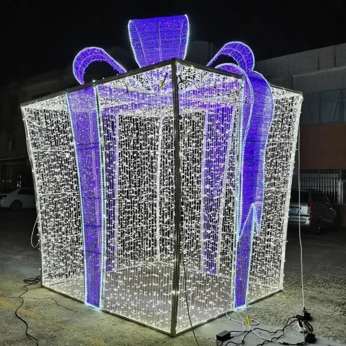 3D Motif LED lumière boîte cadeau de Noël géant pour Noël Décoration Festiavel