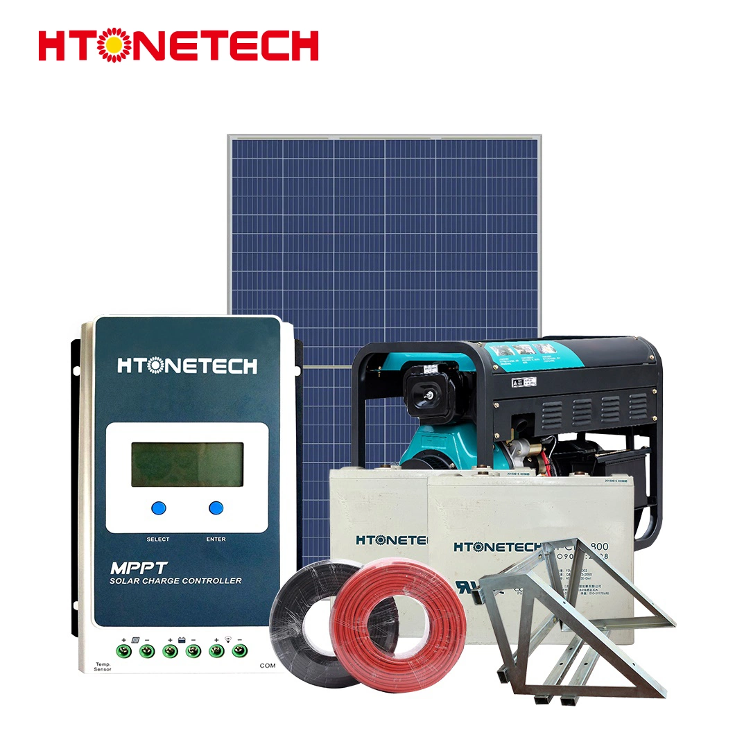 Htonetech 10 Kw off Grid Solar Power System China 8kw 10kw Solar Panel 150 Watt Mono Auto Start Diesel Generator 10 Kw Solar System Hybrid Lithium Ion System