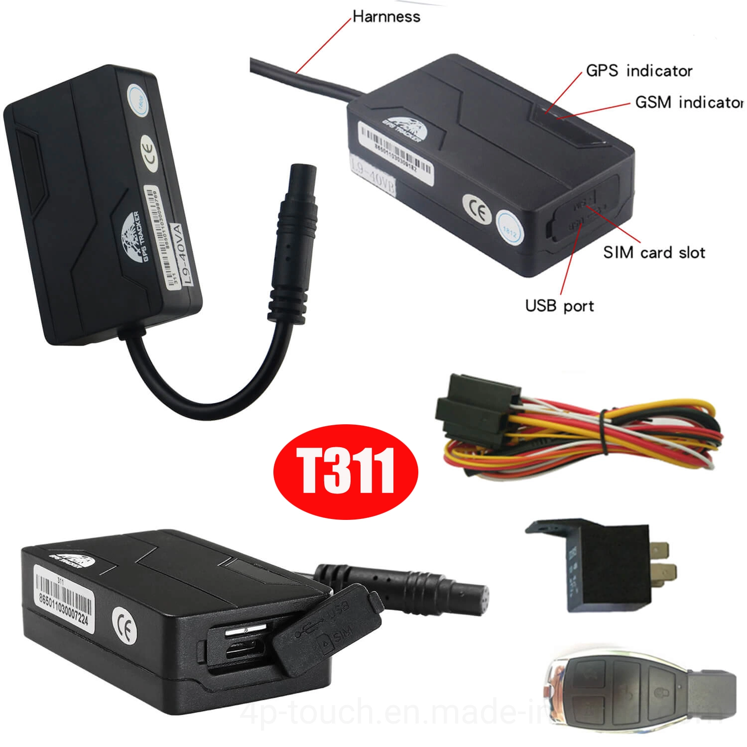 Caliente la calidad de la venta de 2G Antirrobo Impermeable IP67 Alquiler de vehículo Tracker GPS con alarma de exceso de velocidad de corte remoto Motor T311