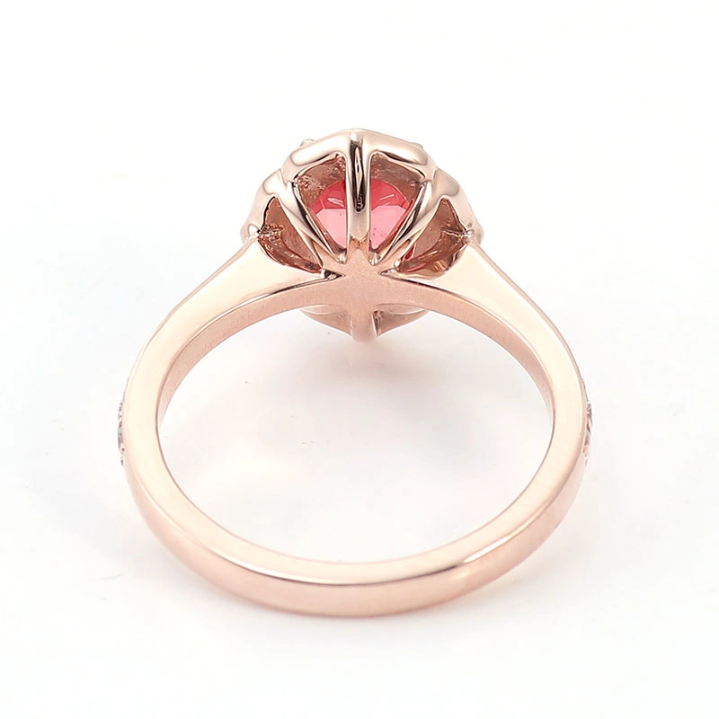 Anel de cores Gemstone cultivadas em laboratório com 14K Rose Gold para o casamento das mulheres