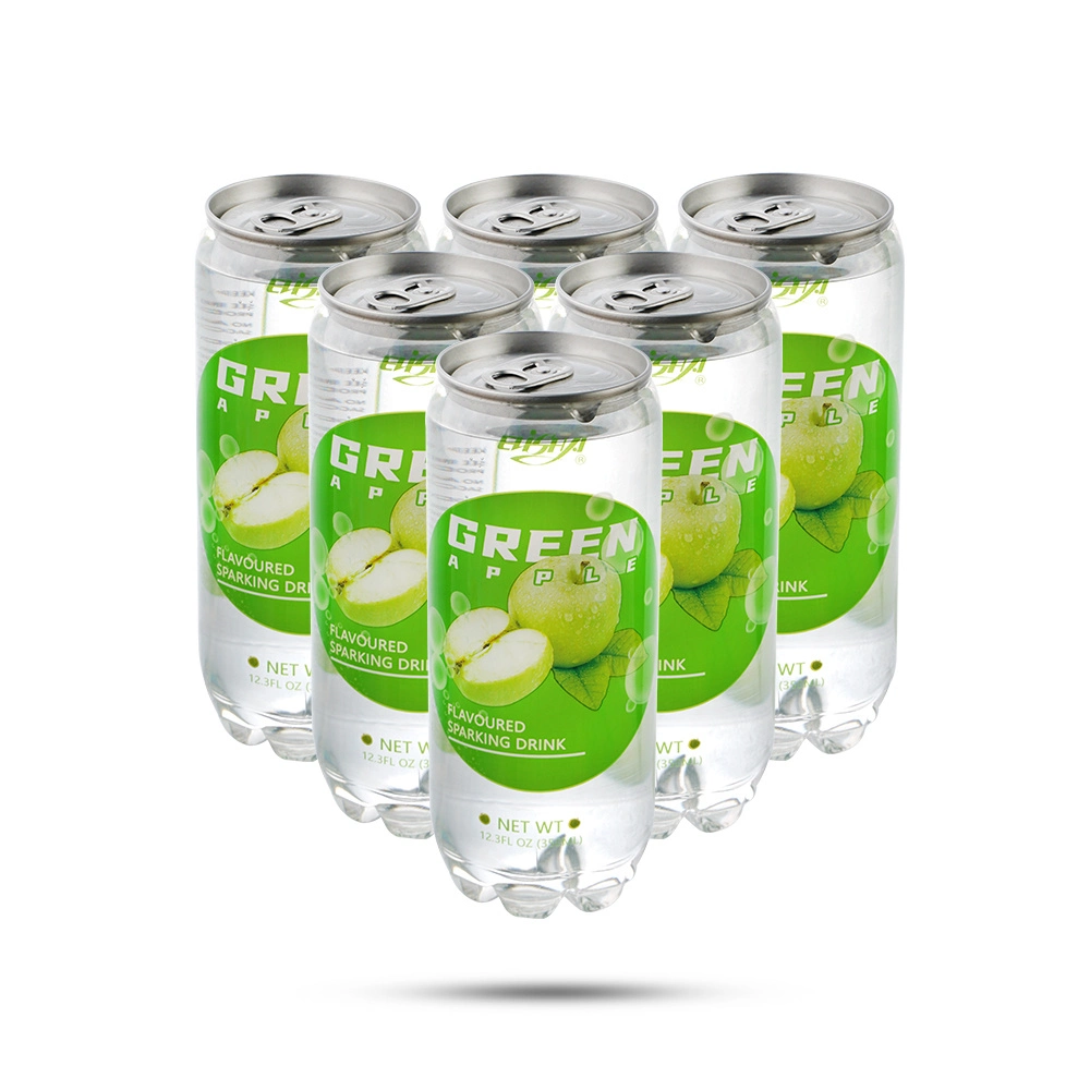 350ml Can Sparkling Carbonated Water with Green Apple Flavor - OEM Service