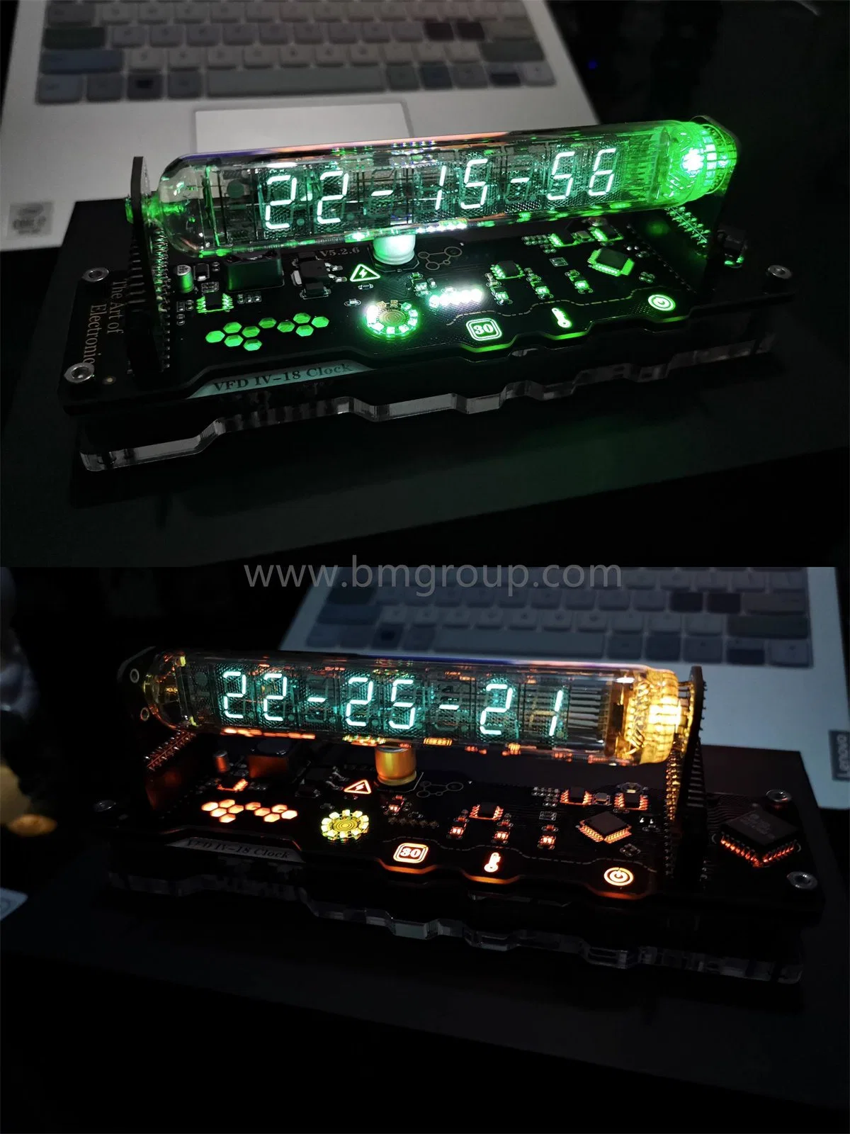 Bm&reg; High quality/High cost performance  Punk Style Creative Retro Glow Pipe Decorative Clock