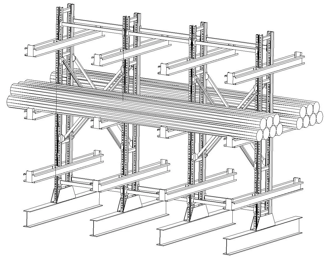 Pipe Building Material Warehouse Storgae Light Duty Cantilever Racking