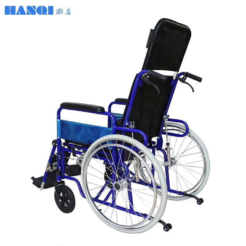 Light Weight Transport Wheel Chair with Handbrakes, Folding Transport Chair for Adults Has 24 Inch Wheels, Blue