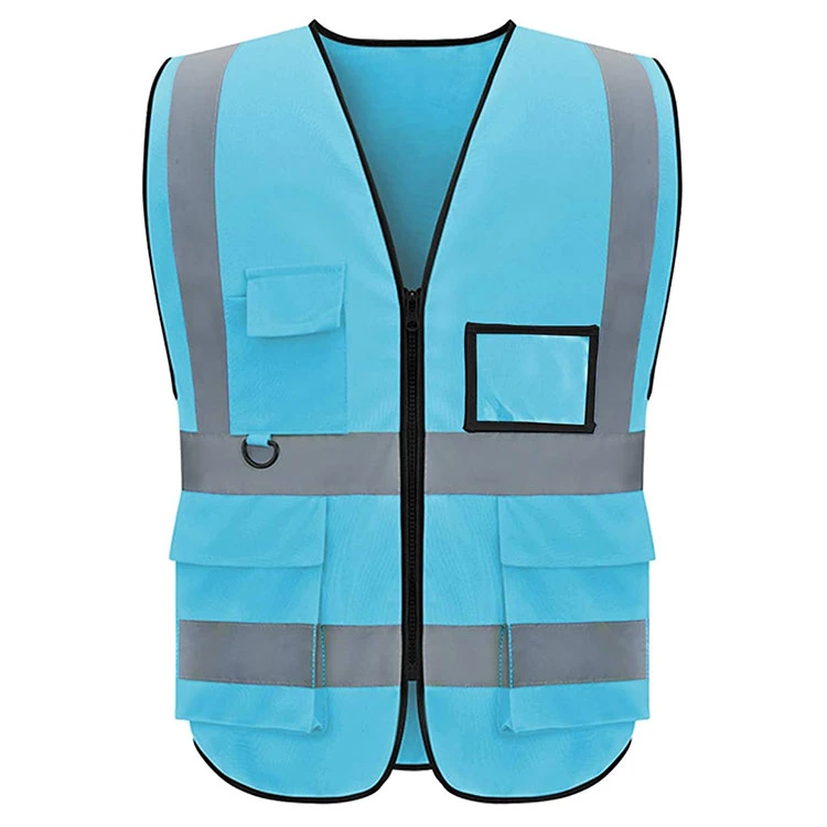Custom персонализированные мужчин высокая видимость флуоресцентный полиэстер синий строительных рабочих безопасности отражает Майка
