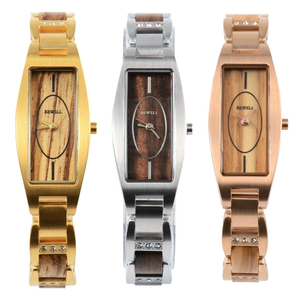 Custom Logo Men Wristband 3ATM Water Resistant Stainless Steel Case with Wood Strap Men Wooden Watch