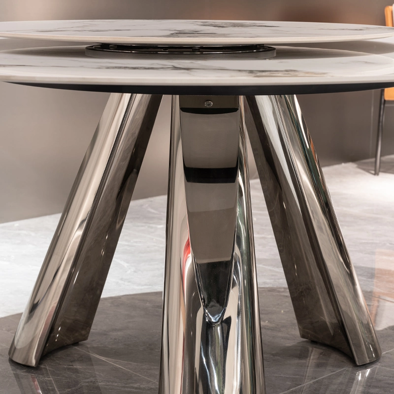 Table de salle à manger en métal pour mobilier de jardin extérieur et restaurant très demandée