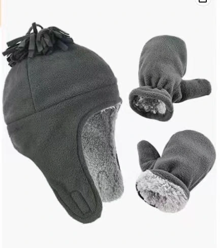 Solar Anti Pilling Fleece Plush Warm Children Winter Hat and Glove Set