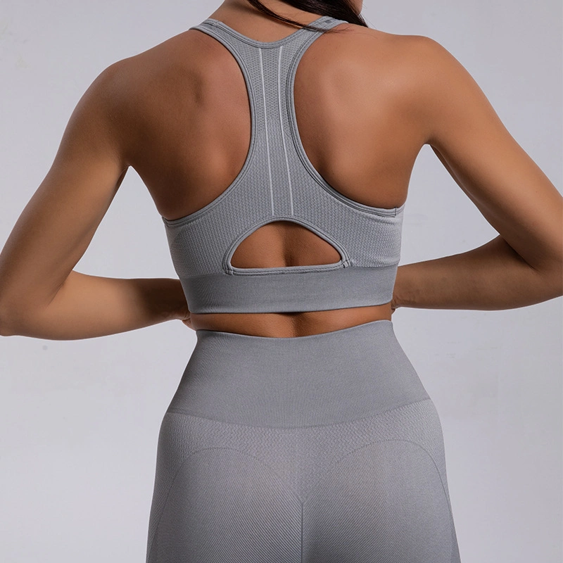 Fitness Suit Women's Two-Piece Seamless Navel Vest Seamless Sportswear Fitness Yoga Suit