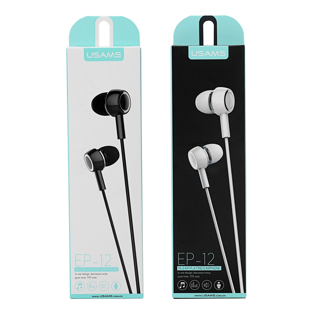 3,5mm kabelgebundene Stereo-in-Ear-Beschichtung kabelgebundene Kopfhörer mit Mikrofon und Line-in Control für iPhone - Weiß