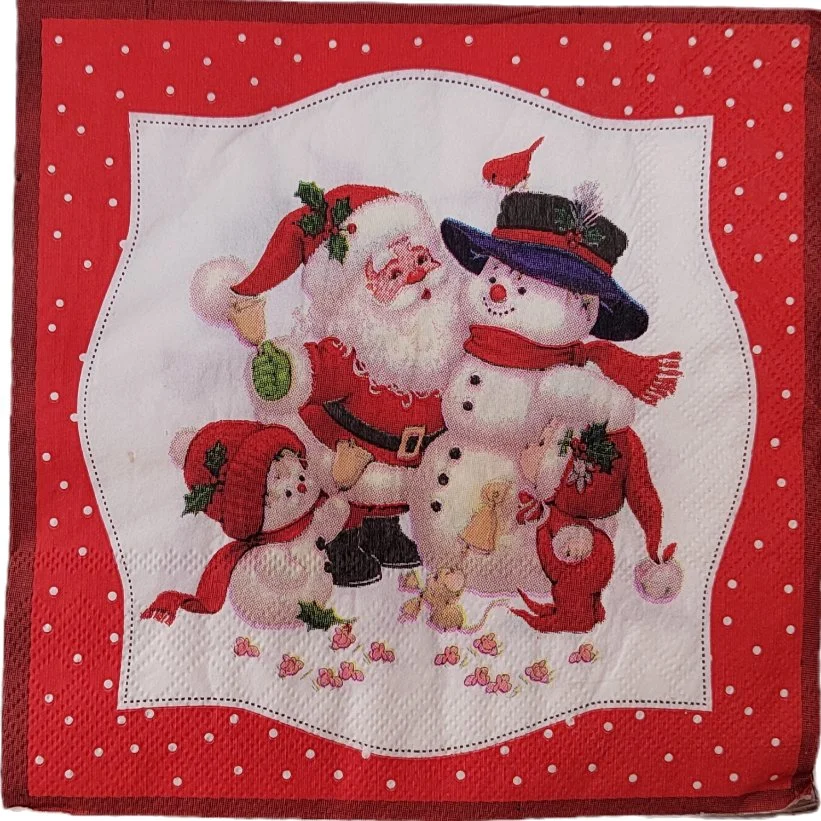 Customization Santa and The Snowman Printed Napkins Restaurant Used Paper Napkin