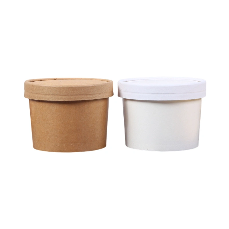 Eco-Friendly Kraft Salad Paper Bowl 500ml Disposable Food Container with Lid