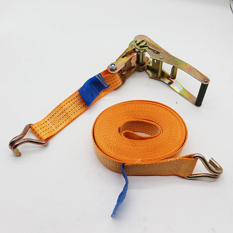 Correa de trinquete de poliéster PE 50mm x 5m las correas de amarre de carga de color naranja para 5 ton.
