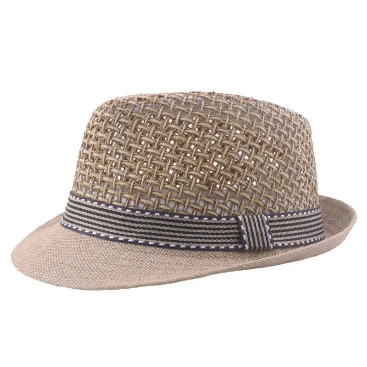 Commerce de gros de l'été sangle respirant Papier paille Jazz Panama Hat Fedora Cap