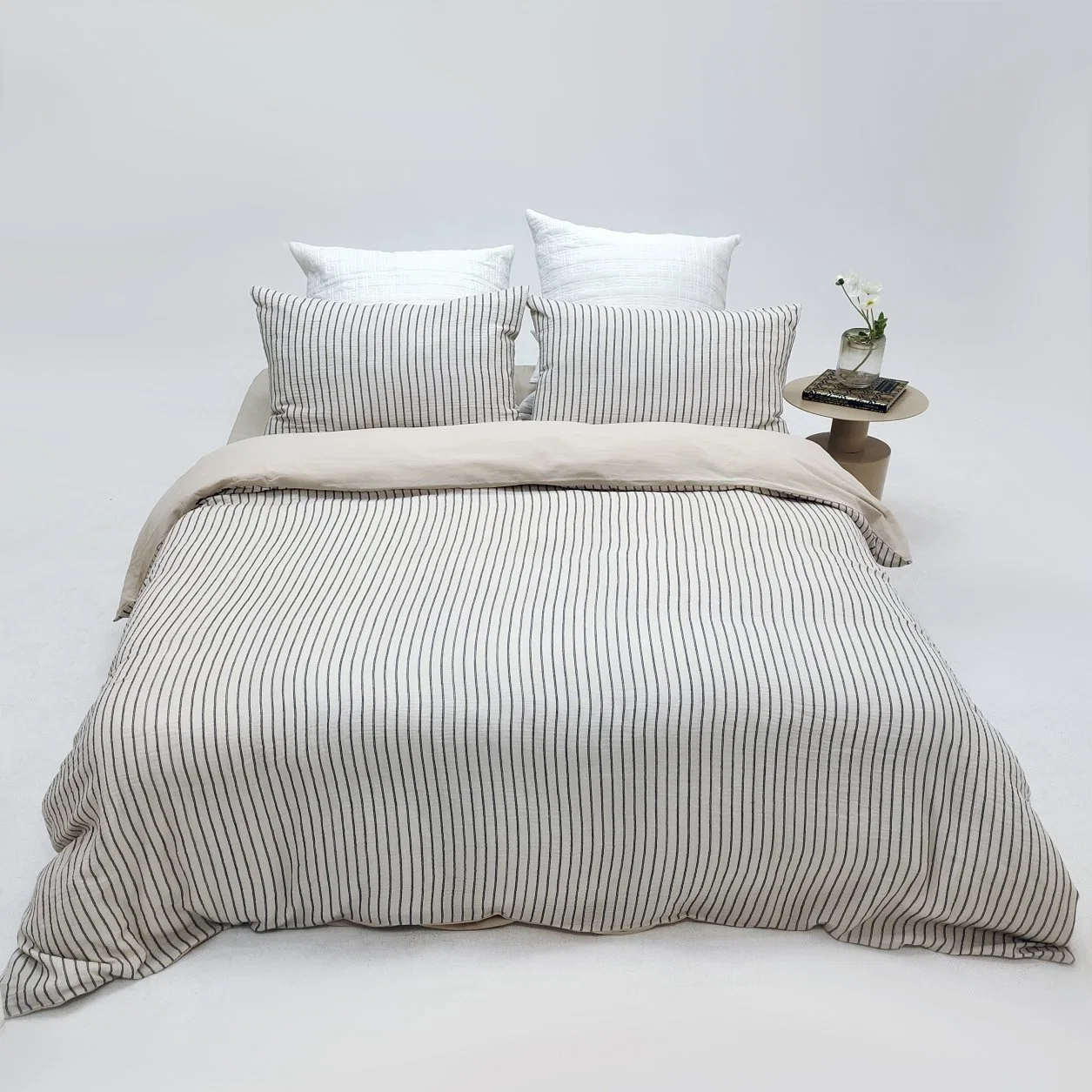 Home Textile Bedding Set 100% Organic Cotton Stripe Muslin Double Gauze 3PCS Duvet Cover Set