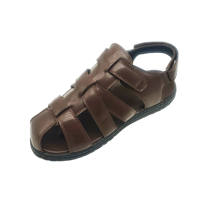 Solid Color Matte Leather Men's Sandals Men's Leather Open-Toe Sandals Driver Style Men's Shoes