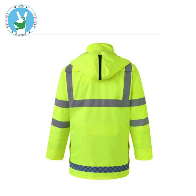 Custom Mens Hooded Winter Hi Vis Work Uniforms Reflective Outerwear Jacket Safety Wear