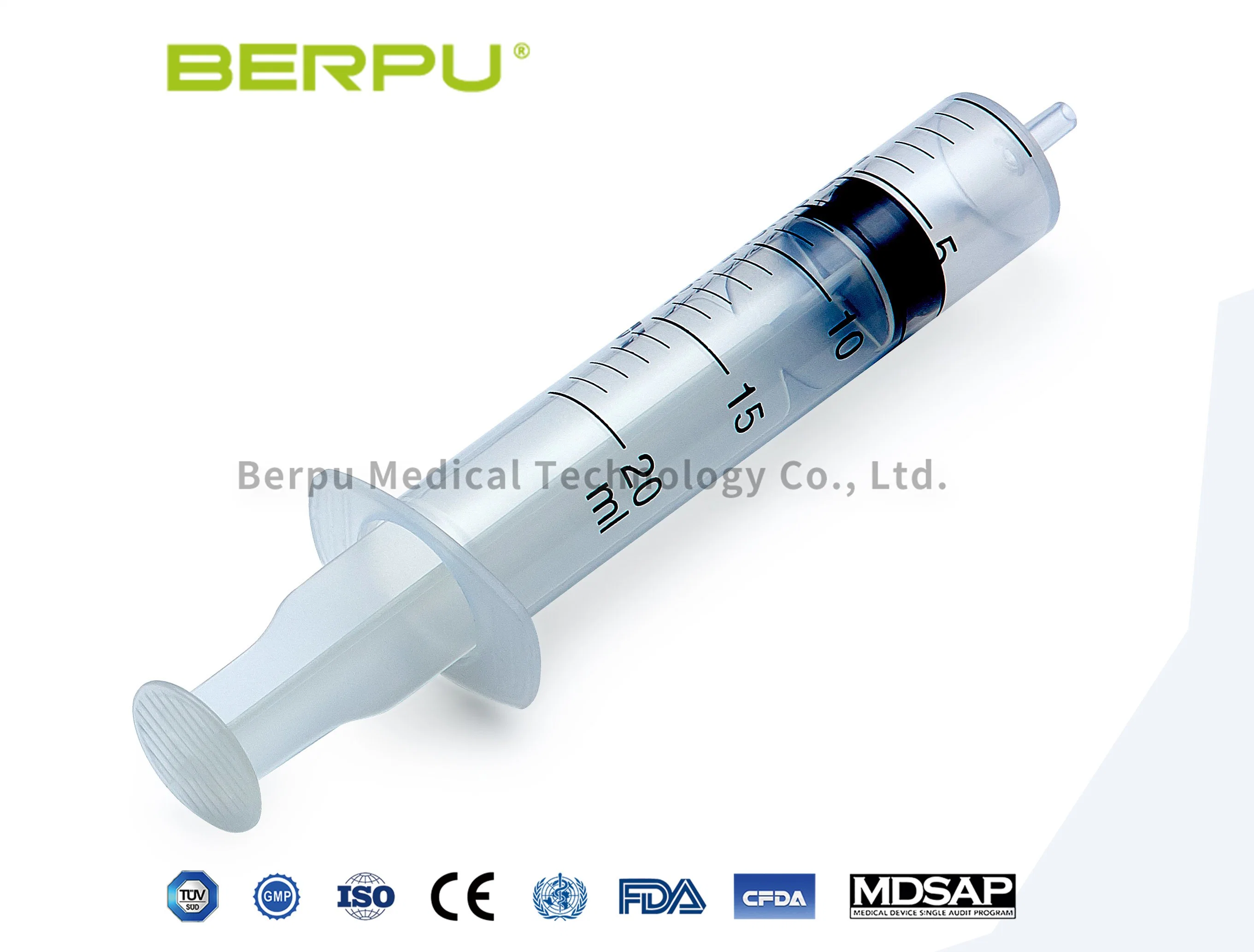 Berpu Disposable Sterile Medical Three Part Plastic Injection Syringe with Luer Lock / Luer Slip Tip with Needle or Without Needle for Single Use