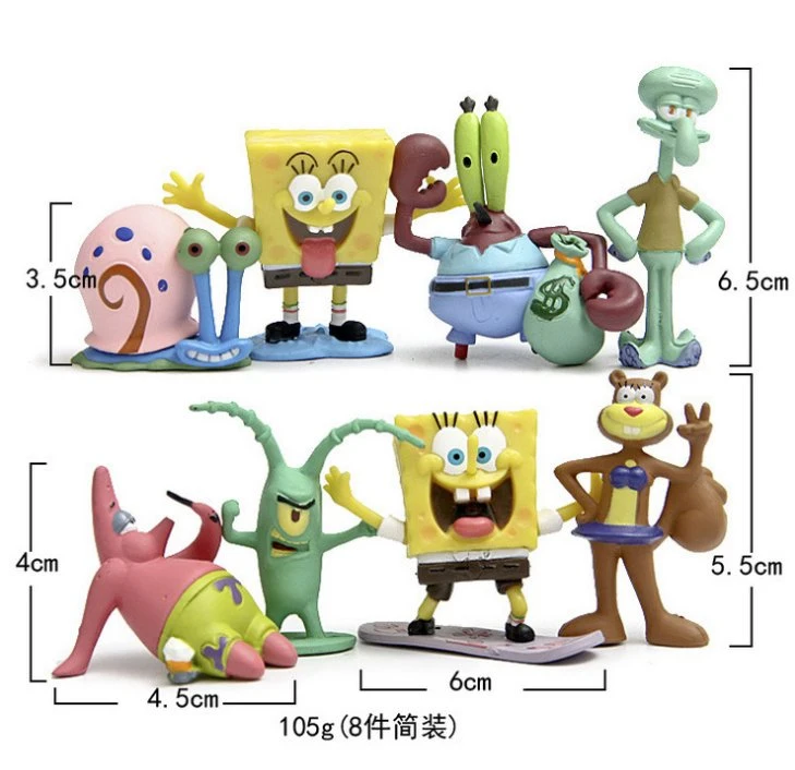 Whole Sales Promotional Gifts Customize 8 Pieces/Set of Cartoon Action Figure Toys