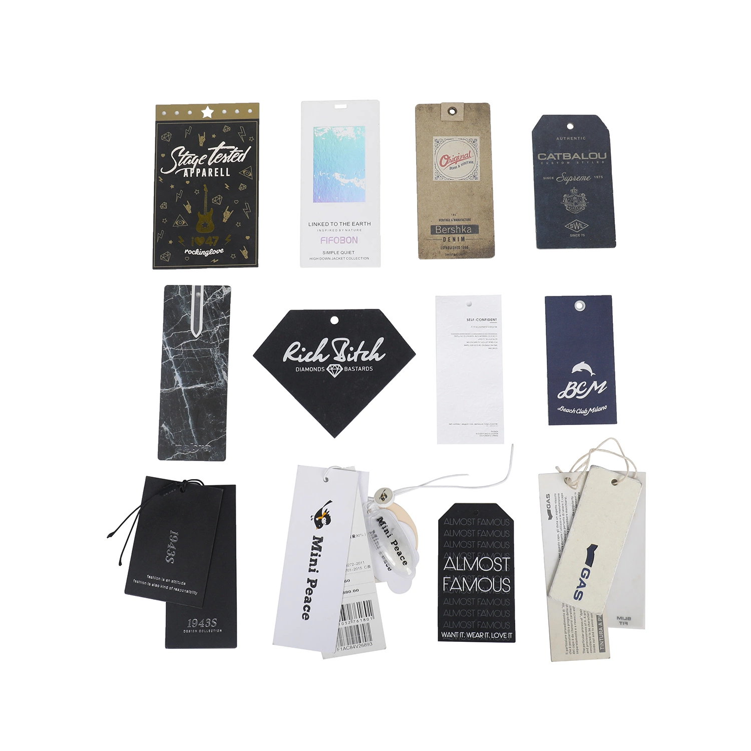 Luxury Thinken Paper Hangtag Ffy Custom Cloth Tag RFID Apparel Hang Tags Cloth Tags for Garment Tracking