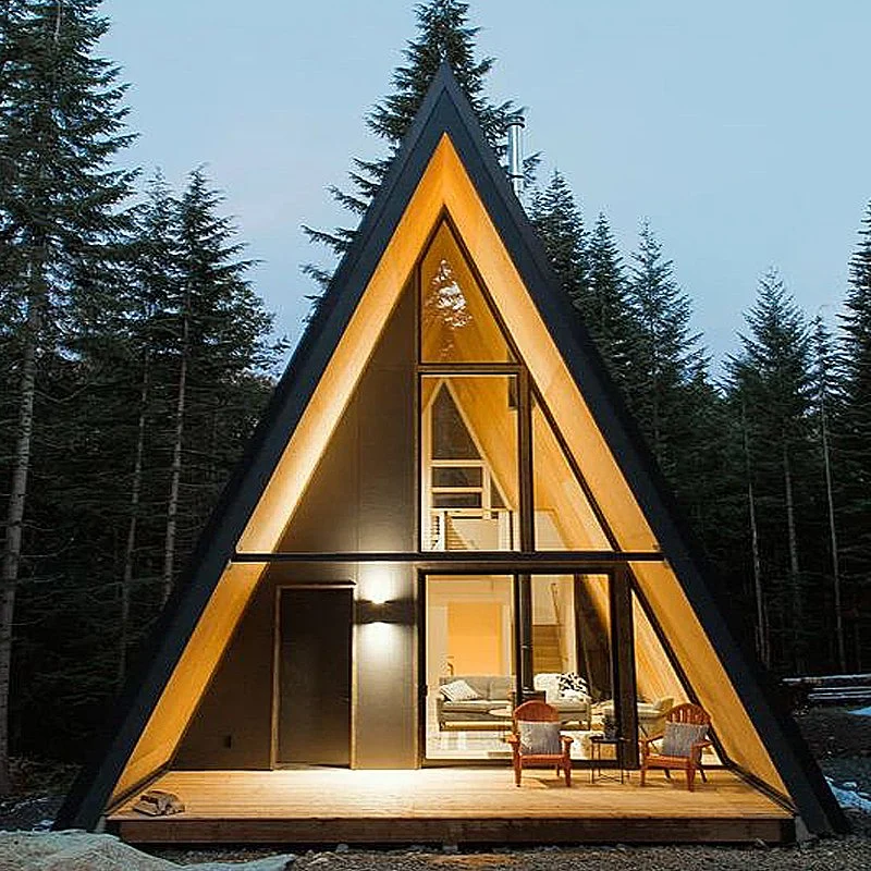 Bâtiment préfabriqué Maison individuelle Maison en forme de triangle Villa en bois Maisonnette en bois