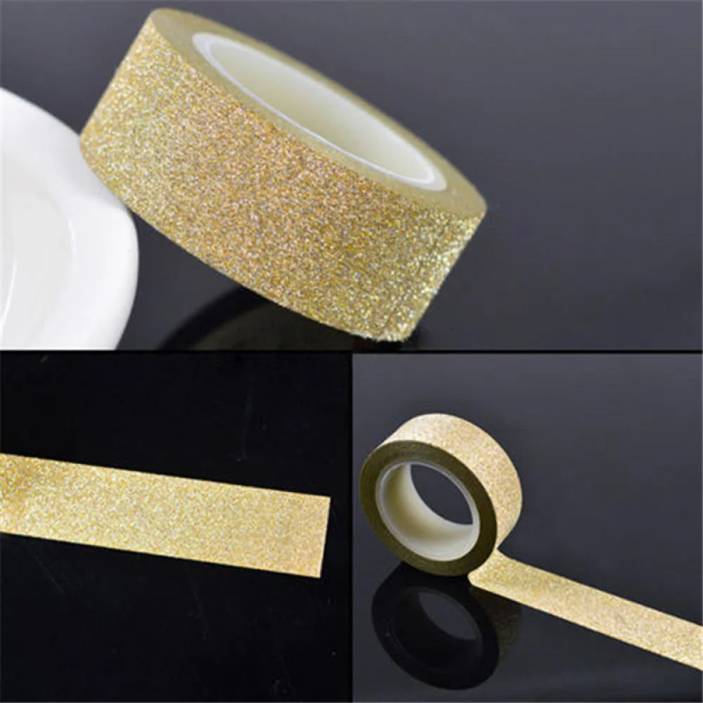 1PC Kawaii Cute Silver Golden Glitter Washi Tape Scrapbooking Christmas Party Wedding Home Decor Decorative Paper Crafts Hot