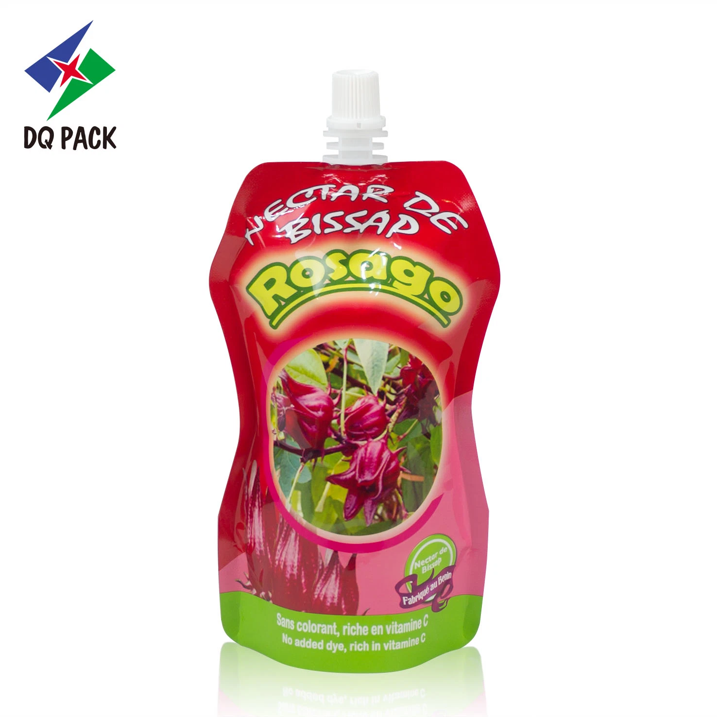 Dq Pack Custom Printed Mylar Bag Reusable Liquid Spout Pouch Packaging Bag Stand up Pouch with Spout for Juice Packaging