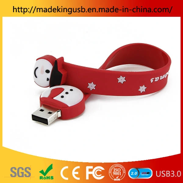 Creative Snowman Wrist Belt USB Flash Drive/ Christmas Gift PVC Bracelet Bracelet USB Stick Factory Wholesale/Supplier Direct Sale