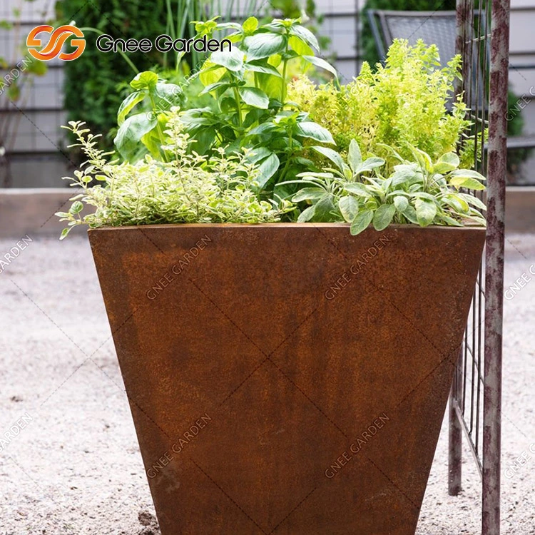 Modern Style Corten Steel Garden Flowerpot