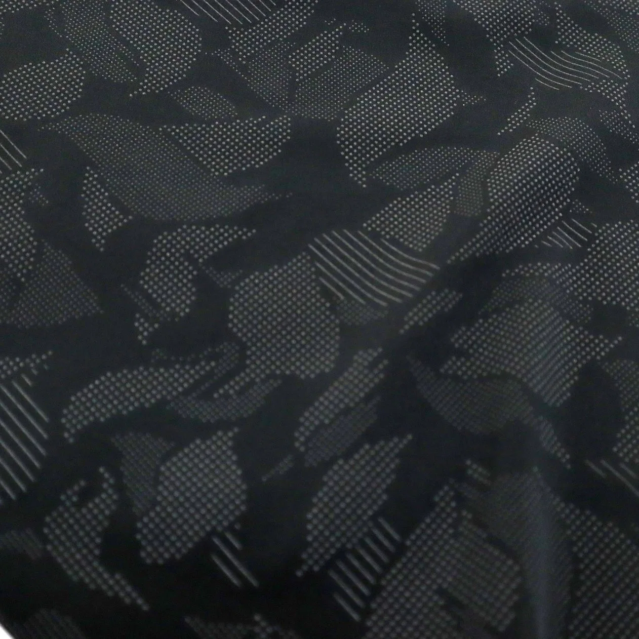 Polyester/Spandex Plain Four Ways Stretch Reflective Printed Black Leaves Elastic Waterproof Fabric for Garment Sportswear