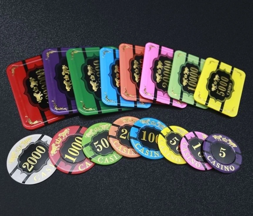 Crystal Acrylic Poker Chip Gilding Gold Foil Stamping Purple UV Anti-Counterfeiting RFID Chips