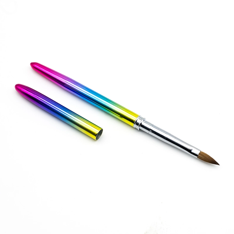 Rainbow Metal Handle 100% Pure Kolinsky Acrylic Nail Brush