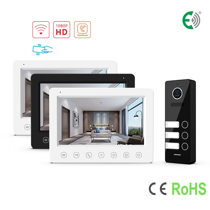 4-Wire WiFi Home Security Memory HD Door Bell 7" Video Intercom System