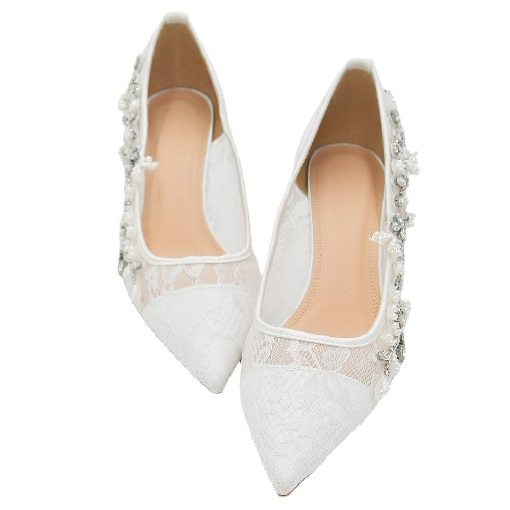 Hws016 White Thin Heel Luxury Diamond Wedding Shoes